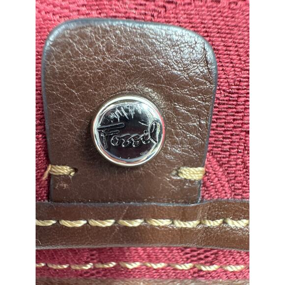 Fossil Signature Print Vintage Canvas, Fabric Crossbody Bag, Deep Red - Picture 6 of 14
